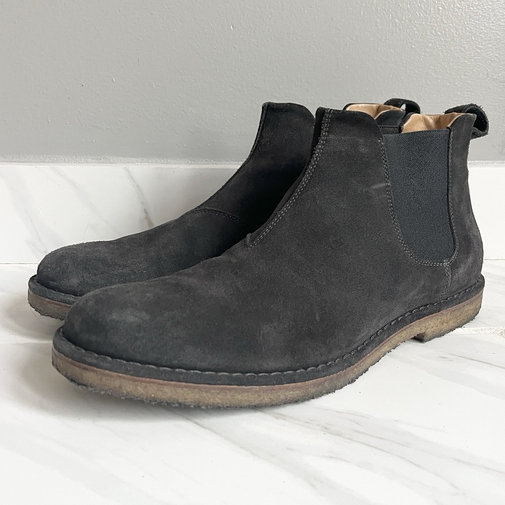Vince Men's Sawyer Chelsea Boots Gray Suede‎ Italy Comfort Size 9.5M